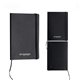 a black promonotes soft cover eco - friendly notebook w / ruled paper envelope pocket durable