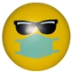 aerial view a yellow cool ppe emoji disc stress reliever, image 1 of 4