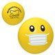 aerial view a yellow emoji face mask stress reliever, image 1 of 2