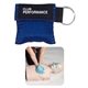 a blue disposable cpr mask with pouch