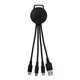 aerial view a black two tone 3- in -1 charging cable, image 1 of 2