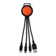 aerial view a orange two tone 3- in -1 charging cable, image 1 of 2