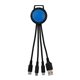 aerial view a light blue two tone 3- in -1 charging cable, image 1 of 2