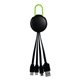 aerial view a lime green light up logo clip 3 in 1 charging cable, image 1 of 2