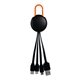 aerial view a orange light up logo clip 3 in 1 charging cable, image 1 of 2
