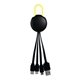 aerial view a yellow light up logo clip 3 in 1 charging cable, image 1 of 2