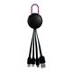 aerial view a purple light up logo clip 3 in 1 charging cable, image 1 of 2