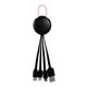 aerial view a pink light up logo clip 3 in 1 charging cable, image 1 of 2