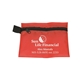 aerial view a red titan wipe it down travel kit in zippered pouch, image 1 of 2