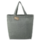 aerial view a dark green recycled 5 oz cotton twill grocery tote, image 1 of 6