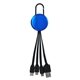 aerial view a dark blue metallic easy clip 3 in 1 charging cable, image 1 of 2