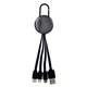 aerial view a gunmetal metallic easy clip 3 in 1 charging cable, image 1 of 2