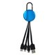 aerial view a light blue metallic easy clip 3 in 1 charging cable, image 1 of 2