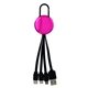 aerial view a pink metallic easy clip 3 in 1 charging cable, image 1 of 2