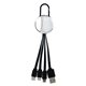 aerial view a silver metallic easy clip 3 in 1 charging cable, image 1 of 2