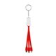 aerial view a red swivel 3- in -1 keychain cable with type c usb, image 1 of 2