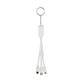 aerial view a white swivel 3- in -1 keychain cable with type c usb, image 1 of 2