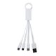 aerial view a white 3- in -1 noodle charging cable with type c usb, image 1 of 2