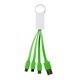 aerial view a green 3- in -1 noodle charging cable with type c usb, image 1 of 2