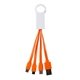 aerial view a orange 3- in -1 noodle charging cable with type c usb, image 1 of 2