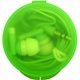 aerial view a green ear buds with traveler case (round), image 1 of 2
