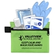 aerial view a lime 6 piece take everywhere first aid protection pack in zipper pouch, image 1 of 3