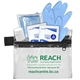 aerial view a clear 6 piece take everywhere first aid protection pack in zipper pouch, image 1 of 4