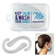 aerial view a frosted silicone mask ear guard set with case, image 1 of 2