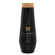 Black aerial view a black h2go echo 16.9 oz vacuum insulated stainless steel water bottle with bamboo lid - black, image 1 of 7