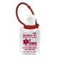 aerial view a red sanpal xl connect sc 2 oz hand sanitizer antibacterial gel with colorful silicone carry leash (spot color print), image 1 of 4