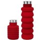 aerial view a red 17 oz collapsible silicone water bottle, image 1 of 3