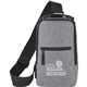 aerial view a graphite central sling bag with adjustable shoulder strap, image 1 of 6