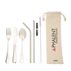 aerial view a steel perka(r) castellana 6- piece steel straw utensil set, image 1 of 12