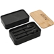 aerial view a black stackable bamboo fiber bento box, image 1 of 6
