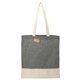 aerial view a black split recycled 5 oz cotton twill convention tote, image 1 of 7