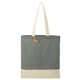 aerial view a dark green split recycled 5 oz cotton twill convention tote, image 1 of 7