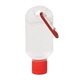 aerial view a clear with red cap and red carabiner 1.8 oz hand sanitizer with carabiner, image 1 of 6