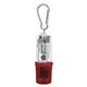 aerial view a translucent red 3- in -1 charging cable with flashlight case, image 1 of 2