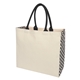 aerial view a natural with black catalina cotton canvas tote bag, image 1 of 3
