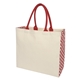 aerial view a natural with red catalina cotton canvas tote bag, image 1 of 4