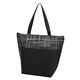 aerial view a black crosshatch non - woven cooler bag, image 1 of 3