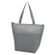aerial view a gray crosshatch non - woven cooler bag, image 1 of 3