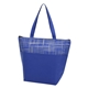 aerial view a royal blue crosshatch non - woven cooler bag, image 1 of 4