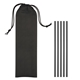 aerial view a translucent black with matching pouch 5- pack on the go straws with pouch, image 1 of 2
