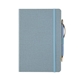 aerial view a carolina blue crosshatch pu notebook with pen, image 1 of 6