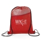 aerial view a red hexagon pattern non - woven drawstring backpack, image 1 of 6