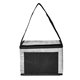 aerial view a black denim pattern non - woven 6- pack lunch cooler bag, image 1 of 8