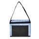 aerial view a blue denim pattern non - woven 6- pack lunch cooler bag, image 1 of 8