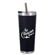 aerial view a black 20 oz all season vacuum insulated stainless steel tumbler, image 1 of 2