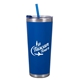 aerial view a blue-reflex 20 oz all season vacuum insulated stainless steel tumbler, image 1 of 2